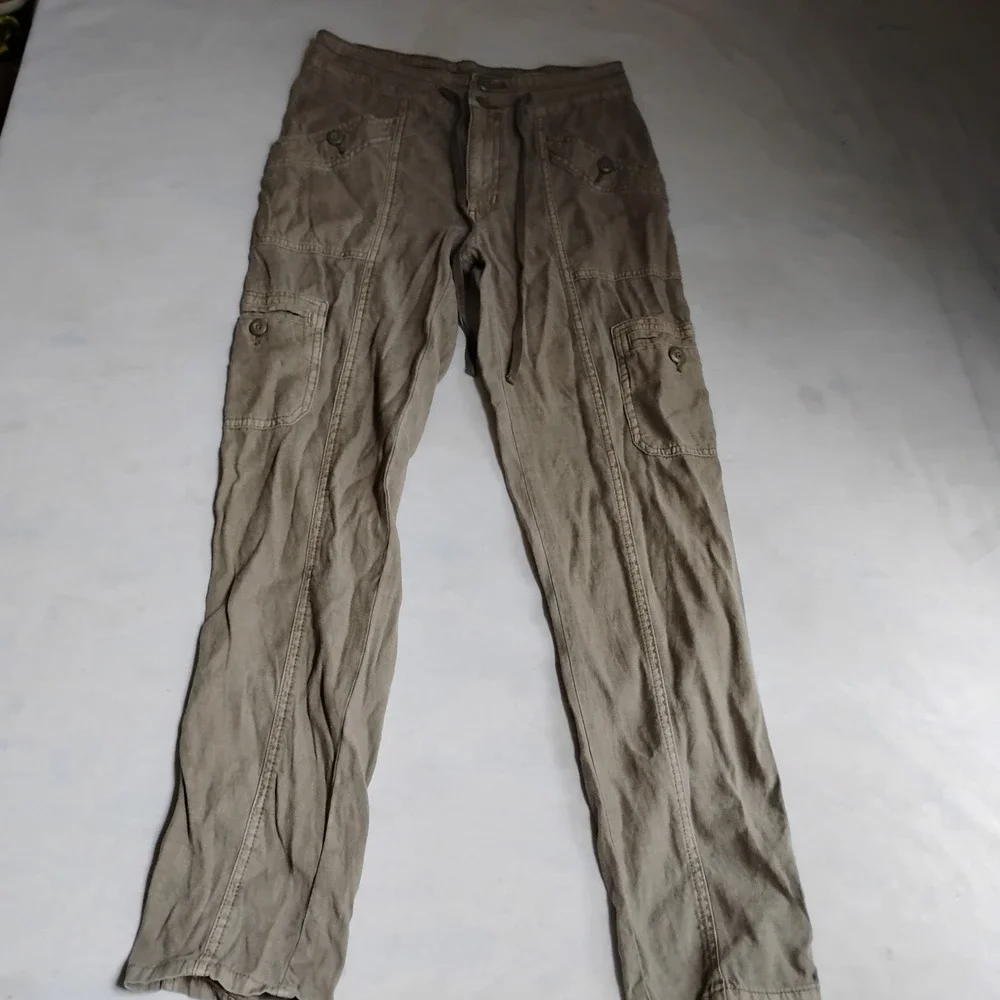American Eagle Pants 4 Relaxed Fit Slim Cargo Linen Grunge Skater Gorp‎ Beach